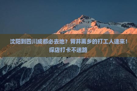 沈阳到四川成都必去地？背井离乡的打工人速来！探店打卡不迷路