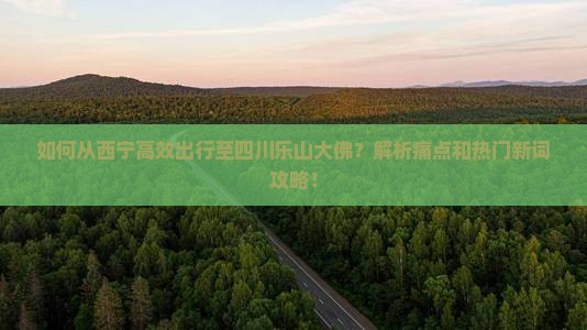 如何从西宁高效出行至四川乐山大佛？解析痛点和热门新词攻略！