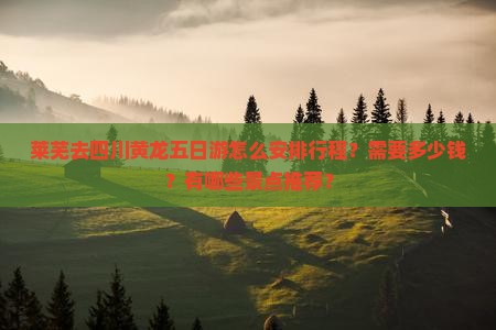 莱芜去四川黄龙五日游怎么安排行程？需要多少钱？有哪些景点推荐？