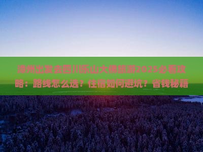 漳州去四川乐山大佛旅游