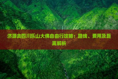 济源去四川乐山大佛自由行攻略：路线、费用及距离解析