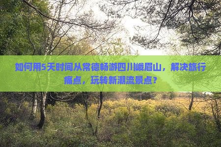 如何用5天时间从常德畅游四川峨眉山，解决旅行痛点，玩转新潮流景点？
