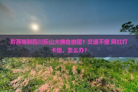 黔西南到四川乐山大佛自由团？交通不便+网红打卡地，怎么办？