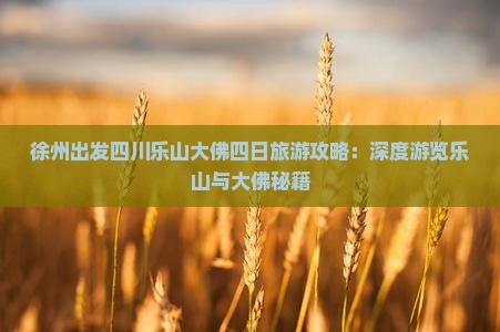 徐州出发四川乐山大佛四日旅游攻略：深度游览乐山与大佛秘籍