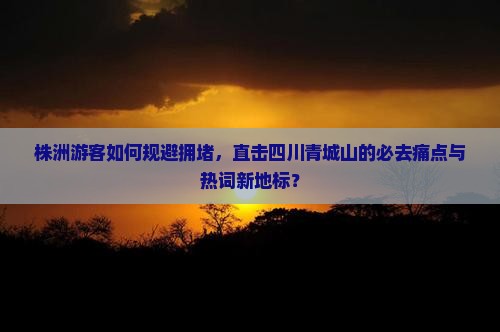 株洲游客如何规避拥堵，直击四川青城山的必去痛点与热词新地标？