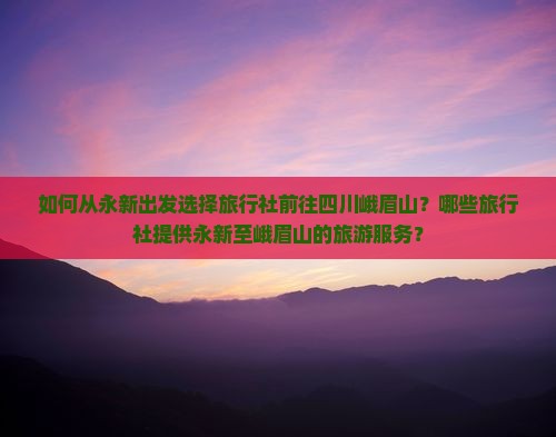 如何从永新出发选择旅行社前往四川峨眉山？哪些旅行社提供永新至峨眉山的旅游服务？