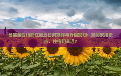 昌都至四川都江堰五日游攻略与行程规划：如何安排景点、住宿和交通？