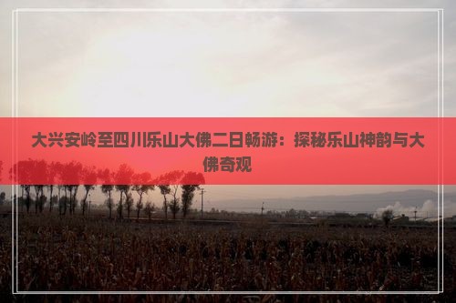 大兴安岭至四川乐山大佛二日畅游：探秘乐山神韵与大佛奇观