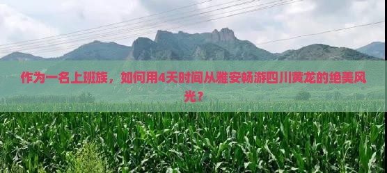 作为一名上班族，如何用4天时间从雅安畅游四川黄龙的绝美风光？