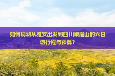 如何规划从雅安出发到四川峨眉山的六日游行程与预算？
