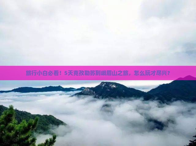 旅行小白必看！5天克孜勒苏到峨眉山之旅，怎么玩才尽兴？