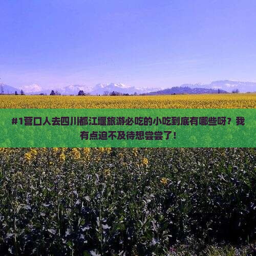 #1营口人去四川都江堰旅游必吃的小吃到底有哪些呀？我有点迫不及待想尝尝了！