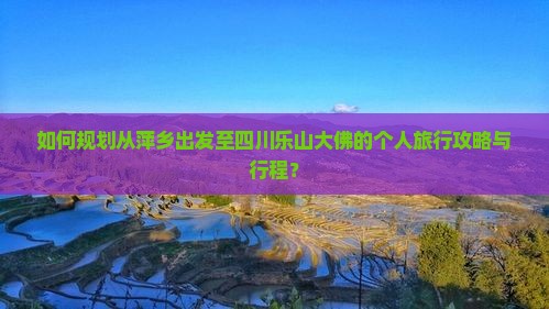 如何规划从萍乡出发至四川乐山大佛的个人旅行攻略与行程？