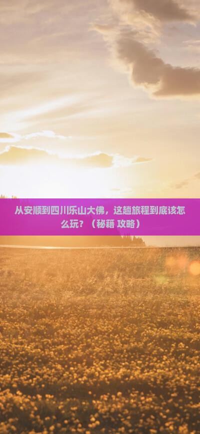 安顺到四川乐山大佛哪里玩