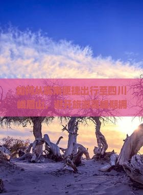 如何从陇南便捷出行至四川峨眉山，避开旅游高峰期拥堵痛点？