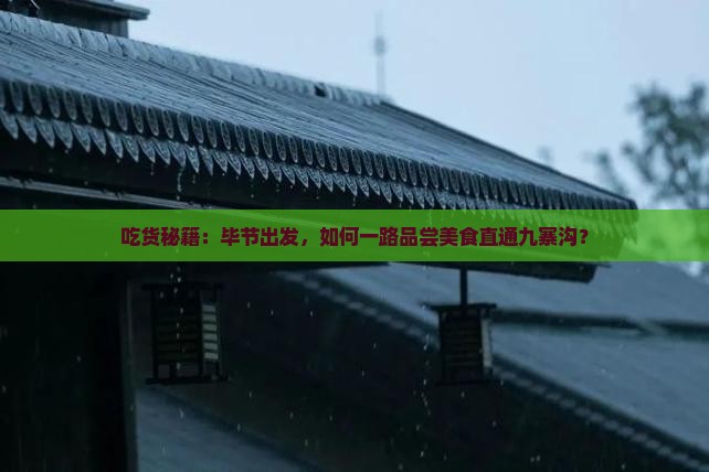 吃货秘籍：毕节出发，如何一路品尝美食直通九寨沟？