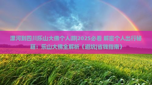 漯河到四川乐山大佛个人游