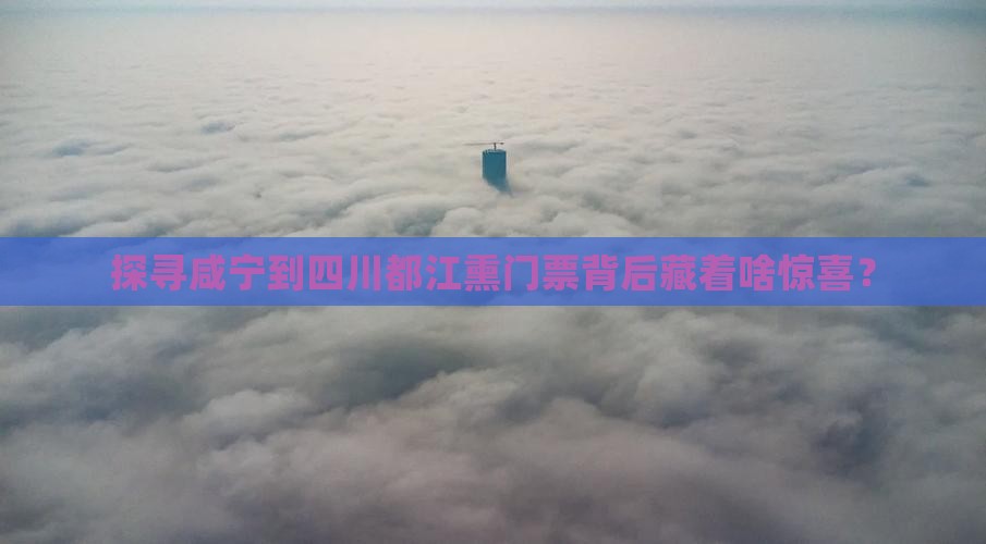 探寻咸宁到四川都江熏门票背后藏着啥惊喜？