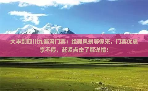 大丰到四川九寨沟门票