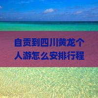 自贡到四川黄龙个人游