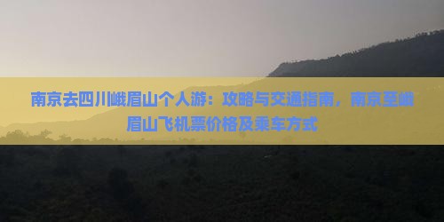 南京去四川峨眉山个人游