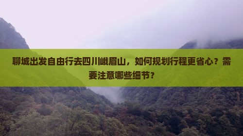 聊城去四川峨眉山自由团