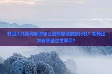 松原去四川九寨沟旅行社