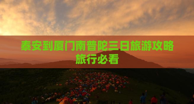 泰安到厦门南普陀三日游