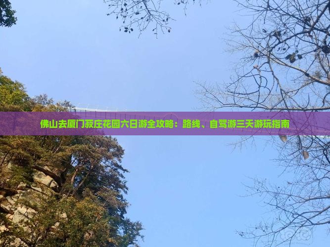 佛山去厦门菽庄花园六日游全攻略：路线、自驾游三天游玩指南
