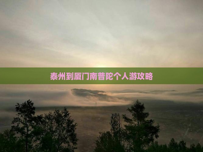 泰州到厦门南普陀个人游攻略