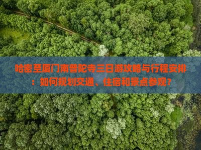 哈密至厦门南普陀寺三日游攻略与行程安排：如何规划交通、住宿和景点参观？