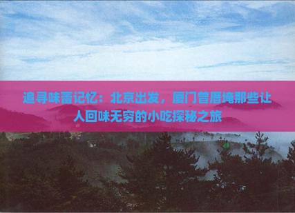 追寻味蕾记忆：北京出发，厦门曾厝埯那些让人回味无穷的小吃探秘之旅
