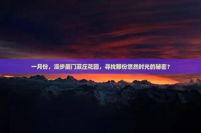 一月份，漫步厦门菽庄花园，寻找那份悠然时光的秘密？