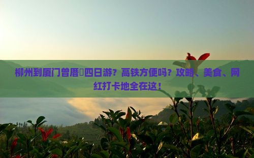 柳州到厦门曾厝垵四日游?高铁方便吗?攻略、美食、网红打卡地全在这! 柳州到厦门曾厝垵四日游?高铁方便吗?攻略、美食、网红打卡地全在这!