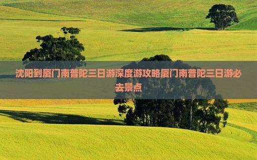 沈阳到厦门南普陀三日游