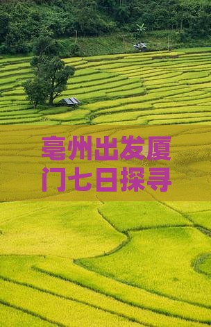 亳州出发厦门七日探寻贵楼之旅