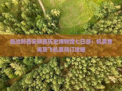 临沧到西安陕西历史博物馆七日游：机票查询及飞机票预订攻略