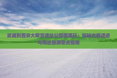 武威到西安大明宫遗址公园哪里玩：探秘古都遗迹与周边旅游景点指南