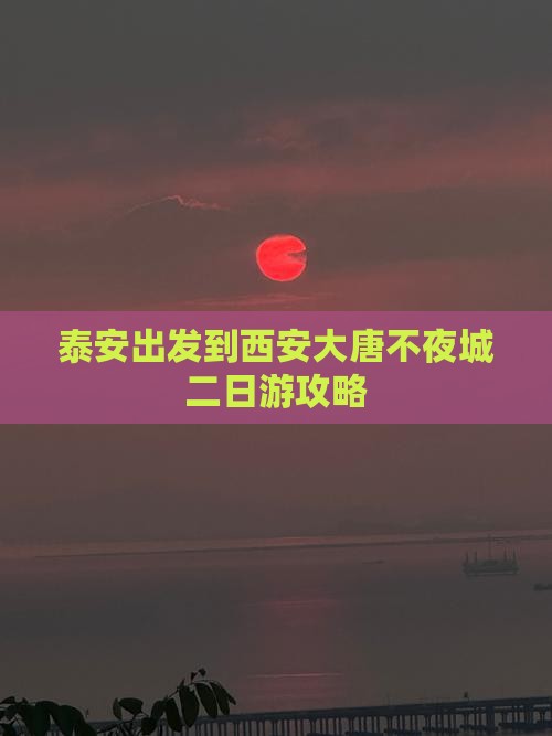 泰安出发到西安大唐不夜城二日游攻略