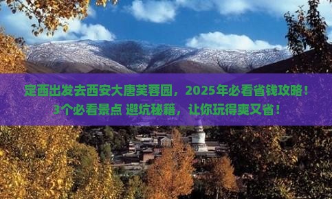 定西去西安大唐芙蓉园门票