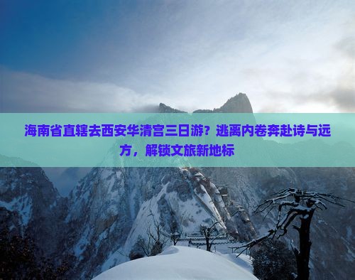 海南省直辖去西安华清宫三日游？逃离内卷奔赴诗与远方，解锁文旅新地标