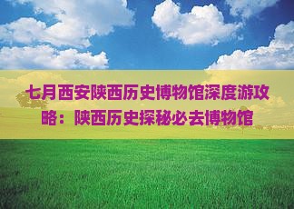 七月西安陕西历史博物馆深度游攻略：陕西历史探秘必去博物馆