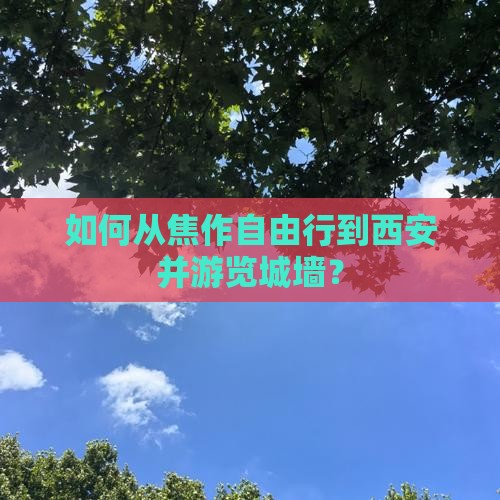 如何从焦作自由行到西安并游览城墙？