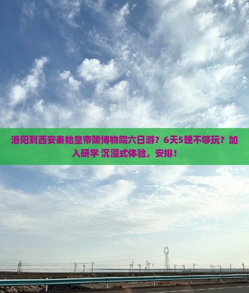 洛阳到西安秦始皇帝陵博物院六日游？6天5晚不够玩？加入研学+沉浸式体验，安排！