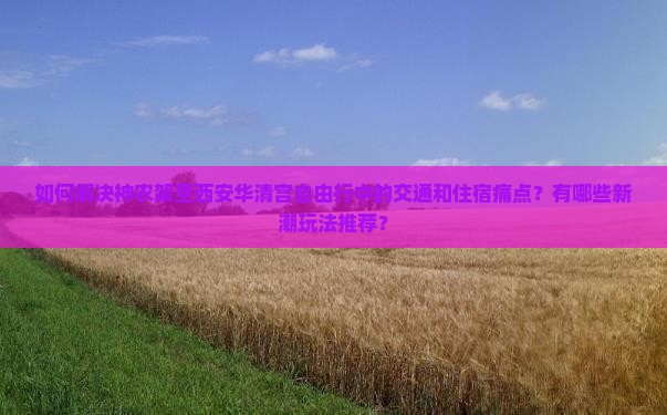 如何解决神农架至西安华清宫自由行中的交通和住宿痛点？有哪些新潮玩法推荐？