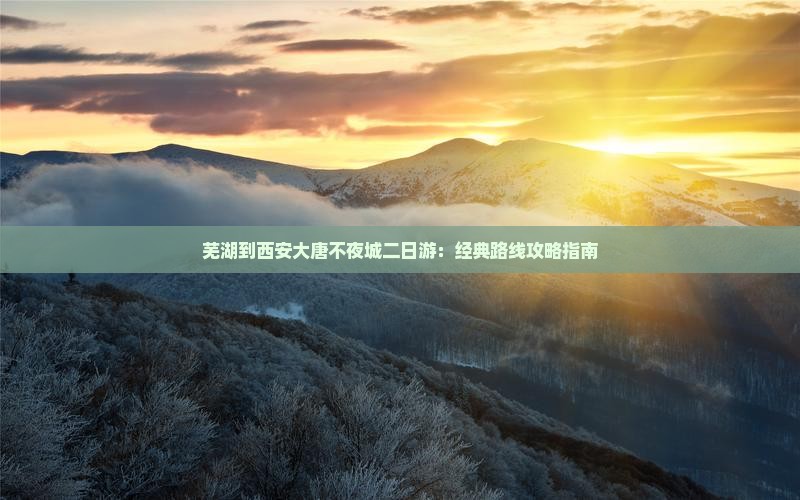 芜湖到西安大唐不夜城二日游：经典路线攻略指南