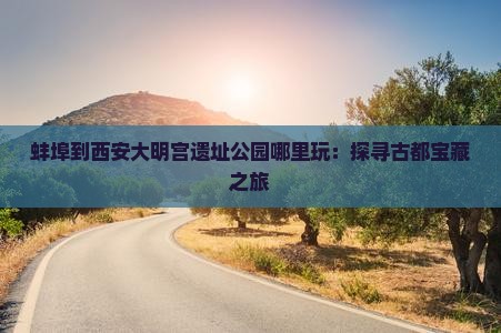 蚌埠到西安大明宫遗址公园哪里玩：探寻古都宝藏之旅