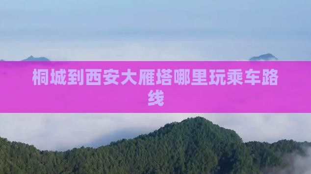 桐城到西安大雁塔哪里玩乘车路线