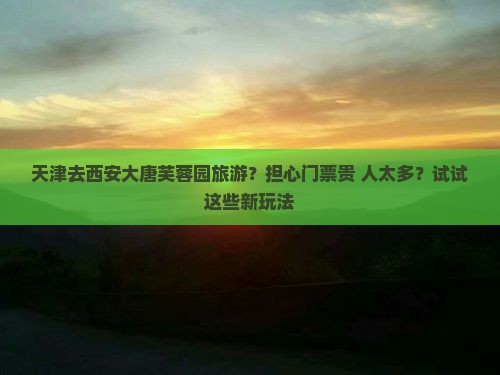天津去西安大唐芙蓉园旅游？担心门票贵+人太多？试试这些新玩法