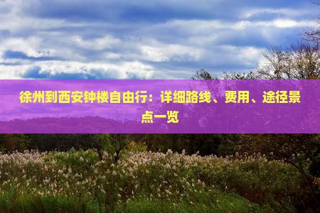 徐州到西安钟楼自由行：详细路线、费用、途径景点一览